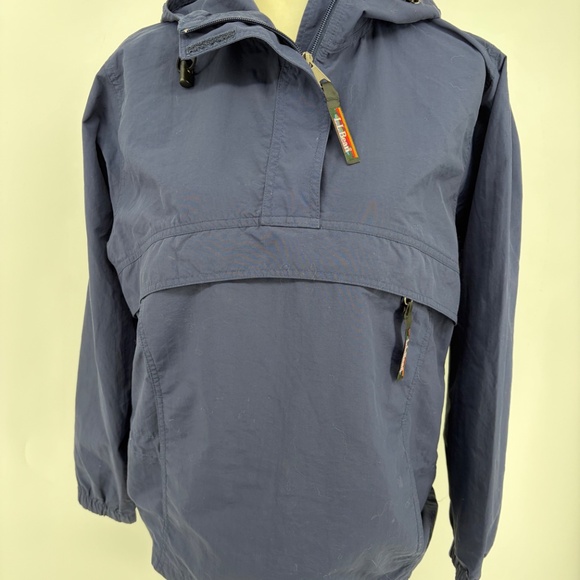 LL Bean Navy Blue Classic Anorak Womens Small Windbreaker 1/2 Zip Hooded Jacket - Picture 2 of 15